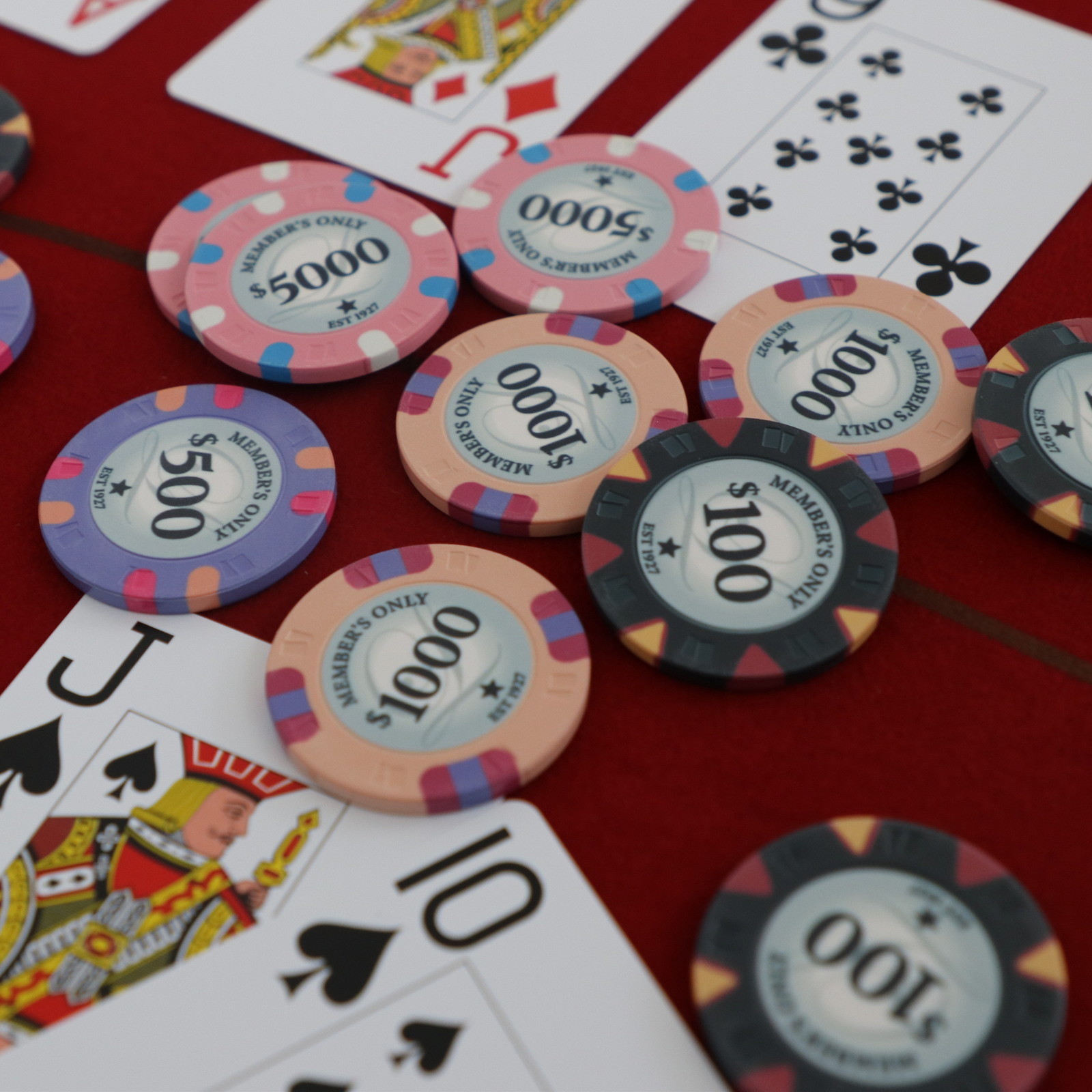 JACKS poker chips and playing cards